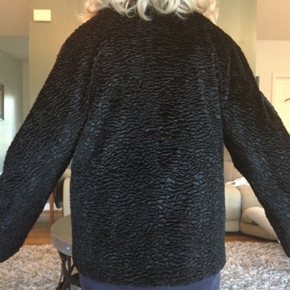 Talbots faux Persian lamb.Black size M Petite.Black jacket - Picture 10 of 16